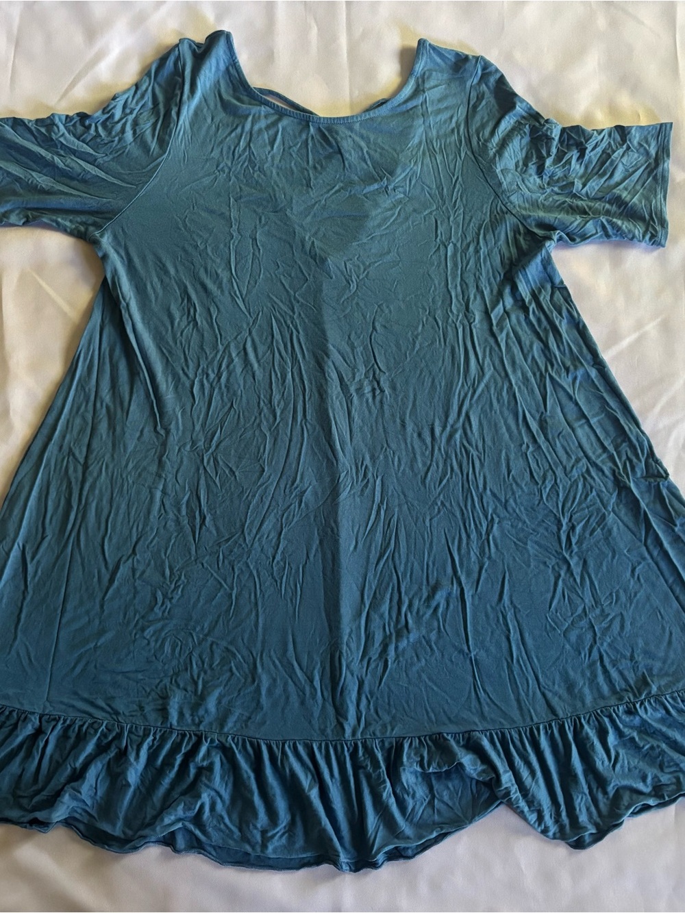 Amelia James Teal Ruffle-Hem Mini Dress